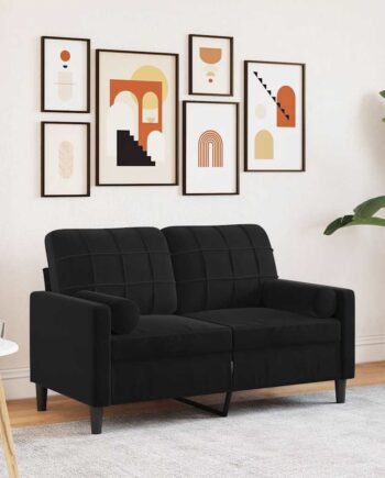 Personers Sofa Med Pyntepuder 120 Velour Sort