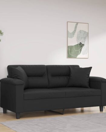 Personers Sofa Med Pyntepuder 140 Kunstlæder Sort