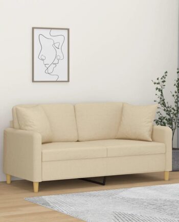 Personers Sofa Med Pyntepuder 140 Stof Cremefarvet