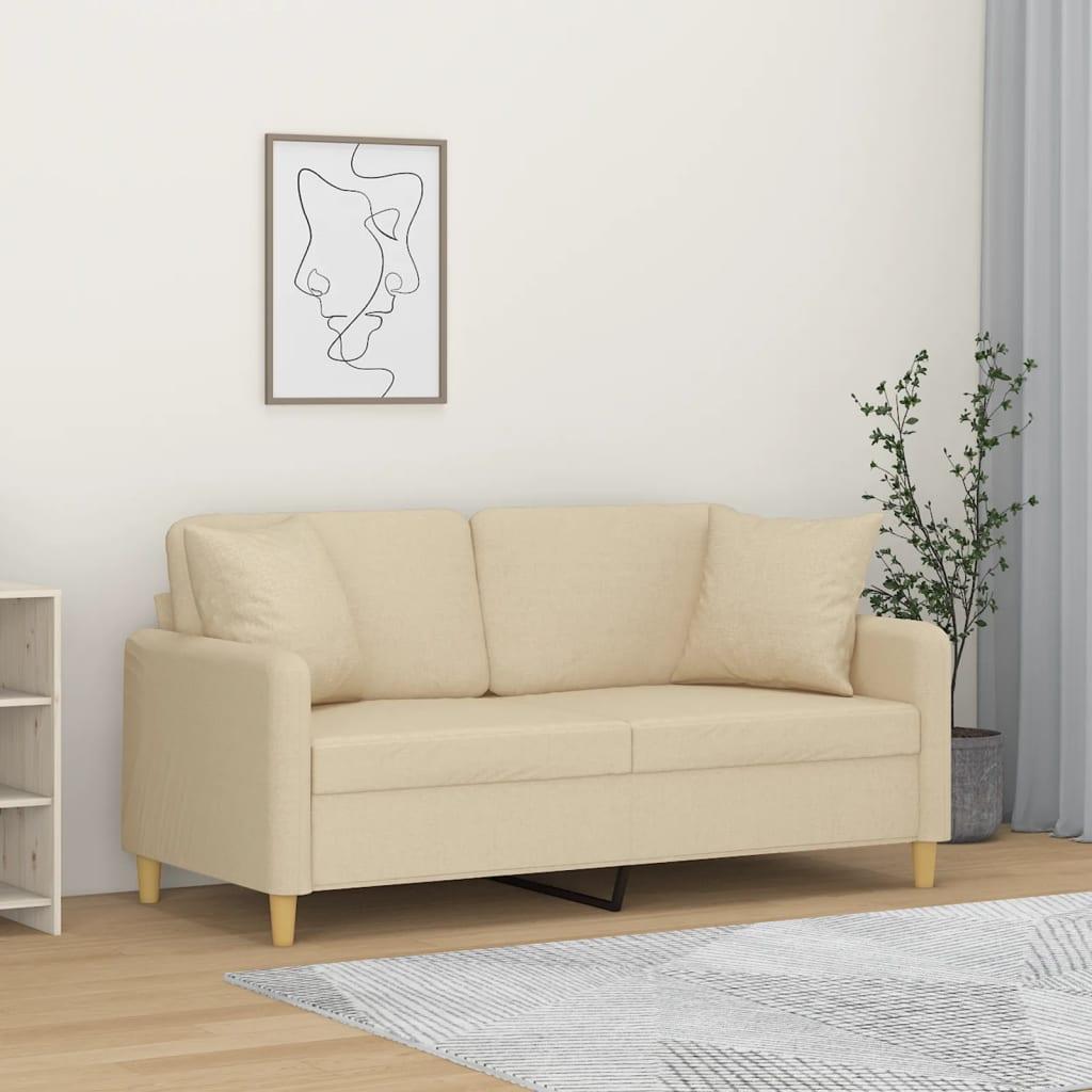 Personers Sofa Med Pyntepuder 140 Stof Cremefarvet