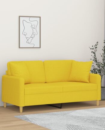Personers Sofa Med Pyntepuder 140 Stof Lysegul