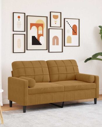 Personers Sofa Med Pyntepuder 140 Velour Brun