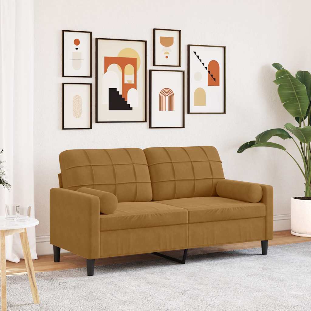 Personers Sofa Med Pyntepuder 140 Velour Brun
