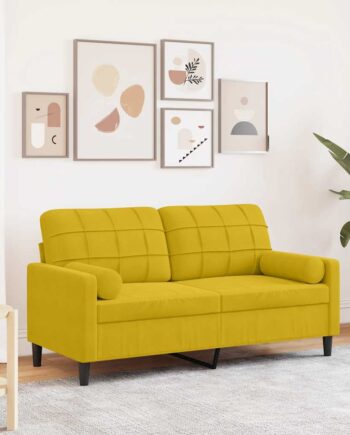 Personers Sofa Med Pyntepuder 140 Velour Gul