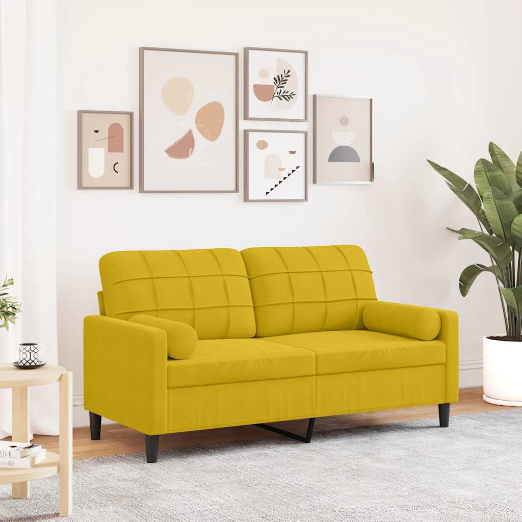 Personers Sofa Med Pyntepuder 140 Velour Gul