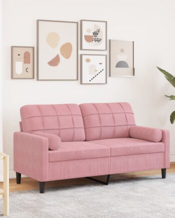 Personers Sofa Med Pyntepuder 140 Velour Pink