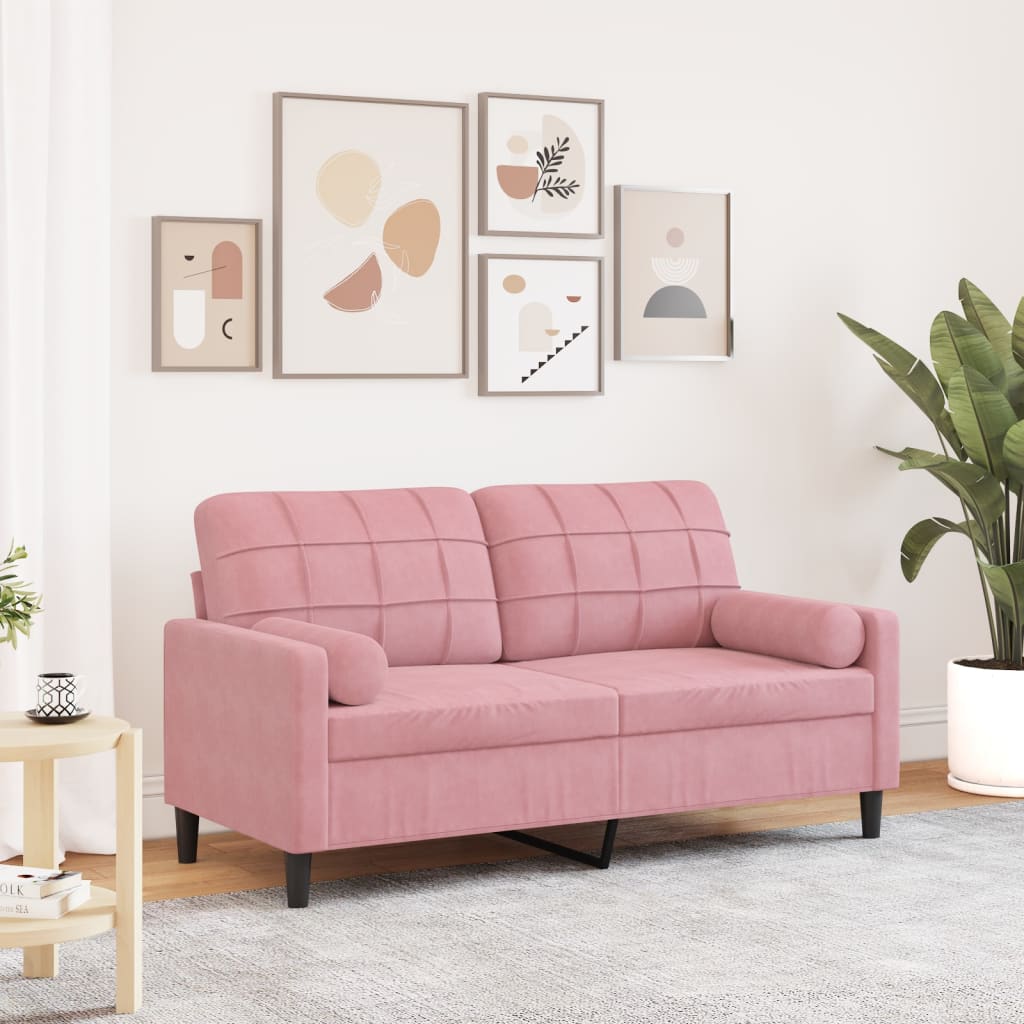 Personers Sofa Med Pyntepuder 140 Velour Pink