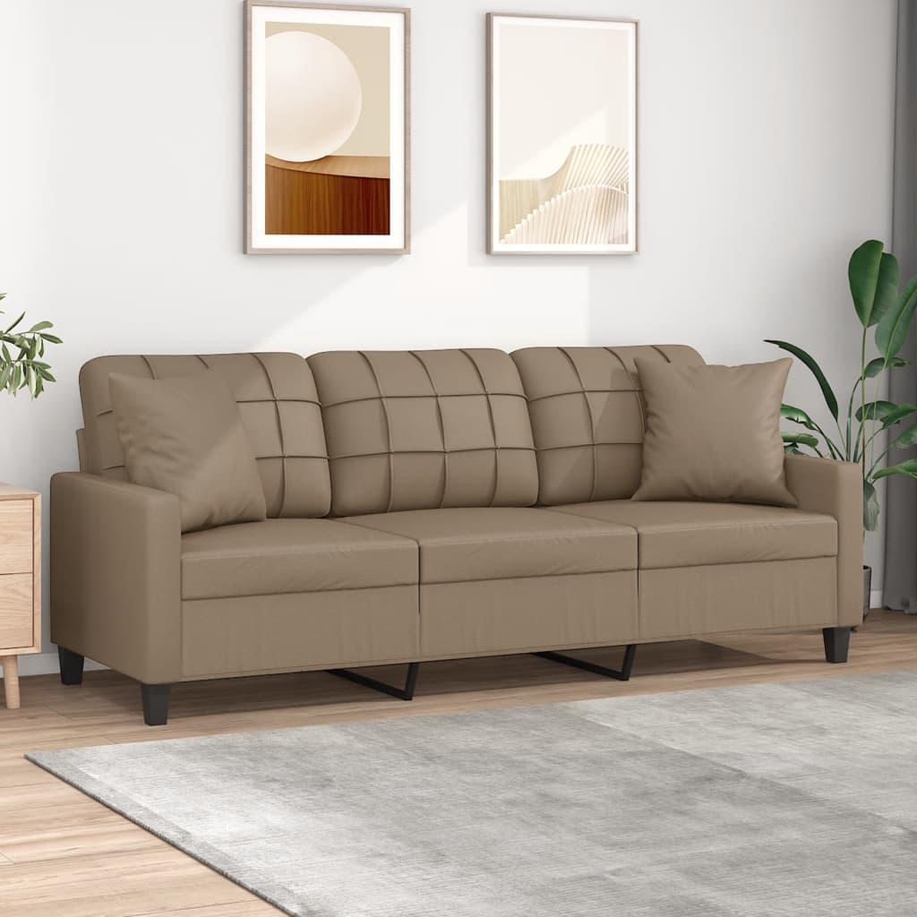 Personers Sofa Med Pyntepuder 180 Kunstlæder Cappuccino