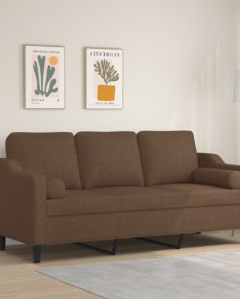 Personers Sofa Med Pyntepuder 180 Stof Brun