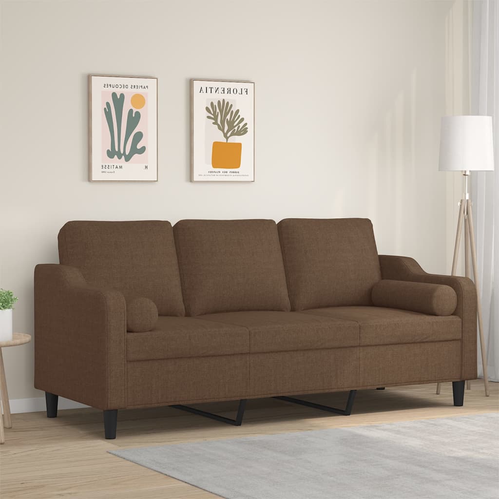 Personers Sofa Med Pyntepuder 180 Stof Brun
