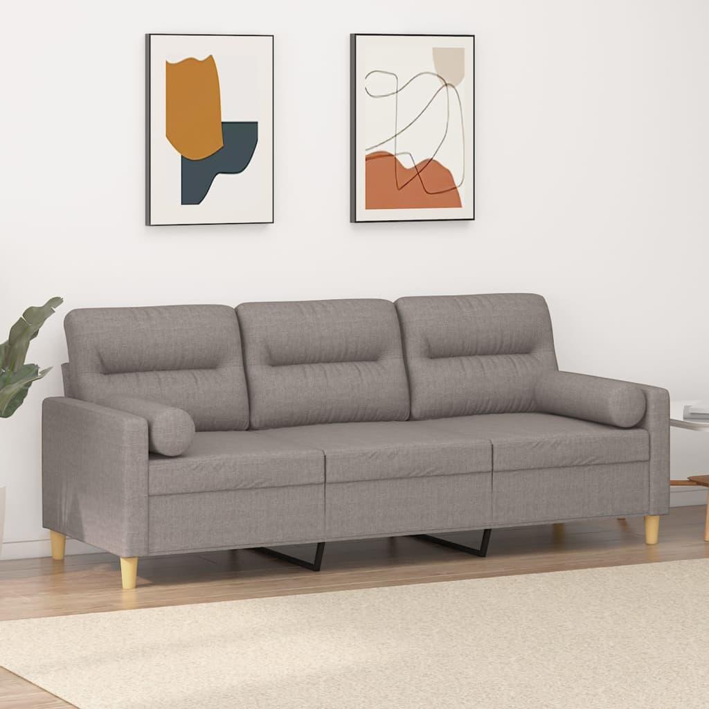 Personers Sofa Med Pyntepuder 180 Stof Gråbrun