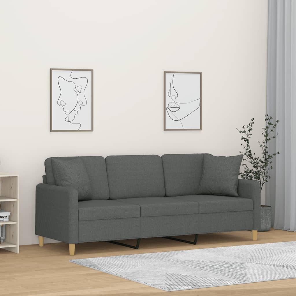 Personers Sofa Med Pyntepuder 180 Stof Mørkegrå