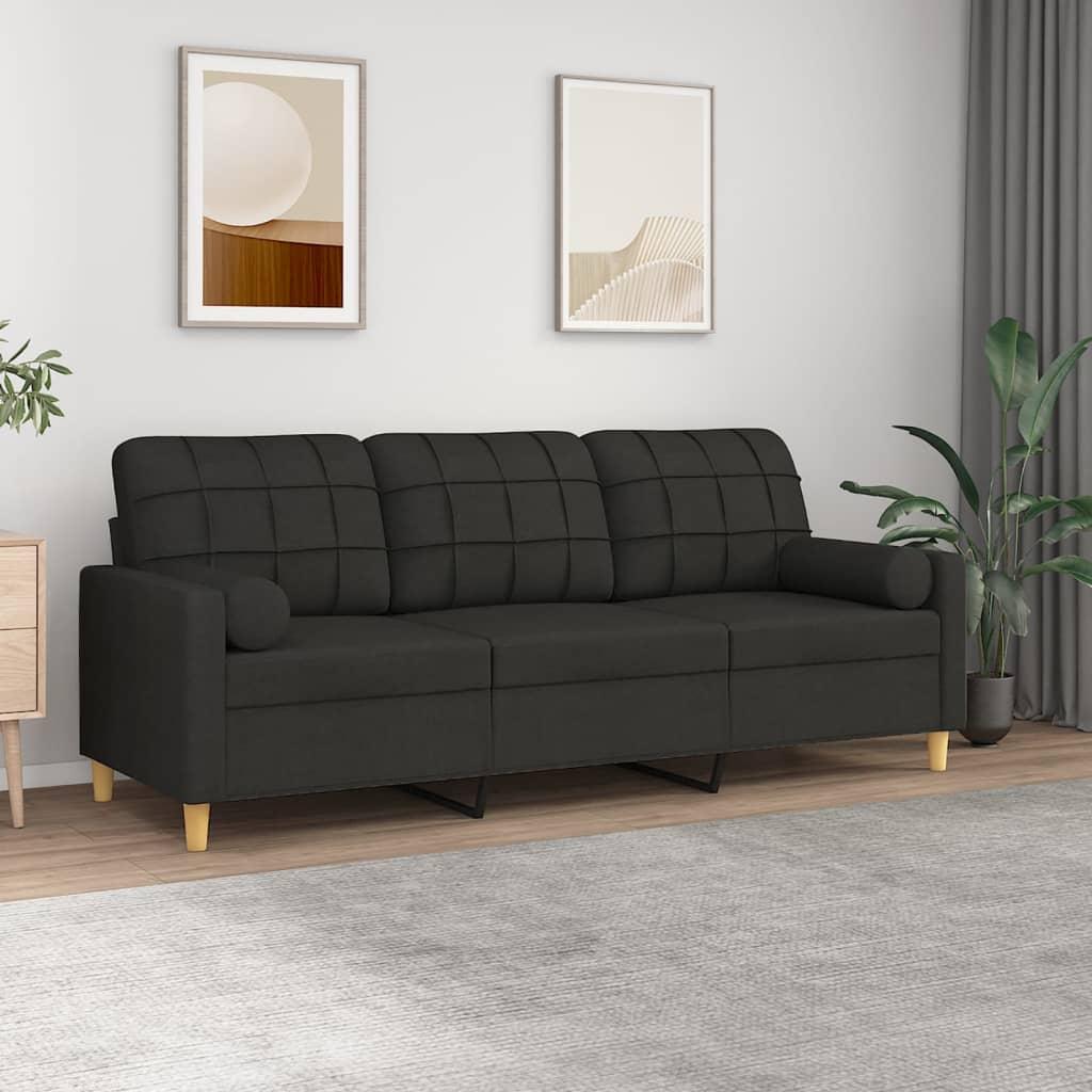Personers Sofa Med Pyntepuder 180 Stof Sort