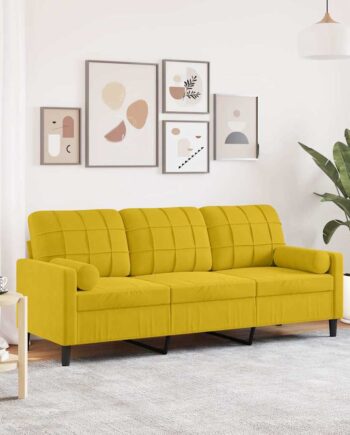 Personers Sofa Med Pyntepuder 180 Velour Gul