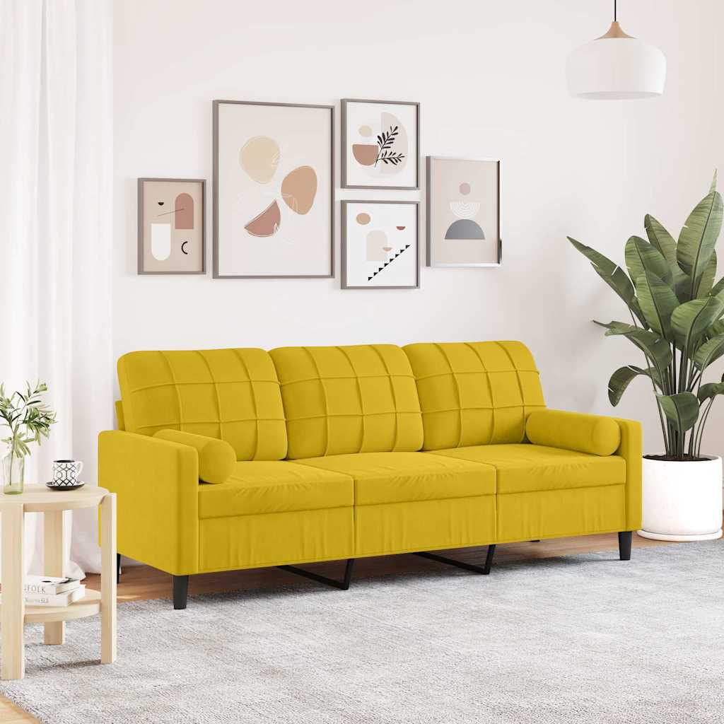 Personers Sofa Med Pyntepuder 180 Velour Gul
