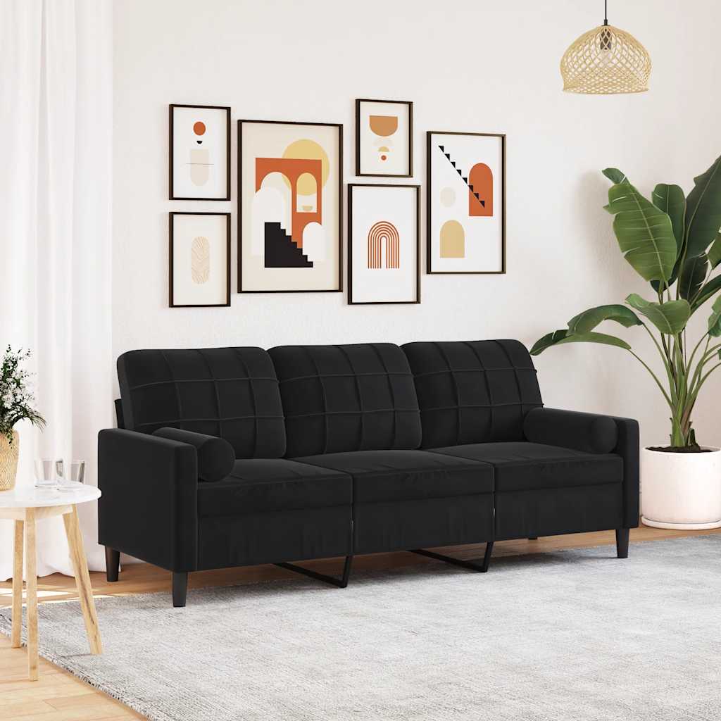 Personers Sofa Med Pyntepuder 180 Velour Sort