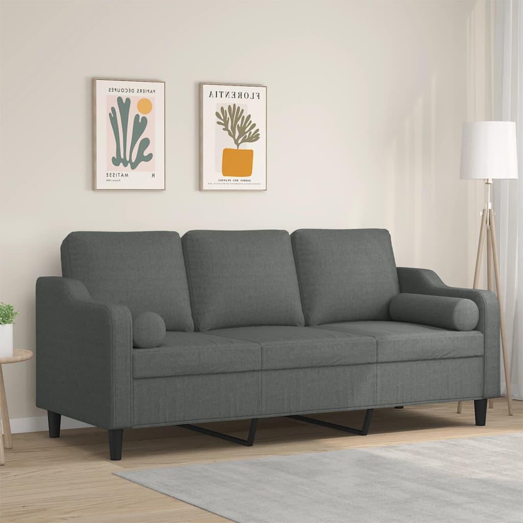 Personers Sofa Med Pyntepuder 198 Stof Mørkegrå