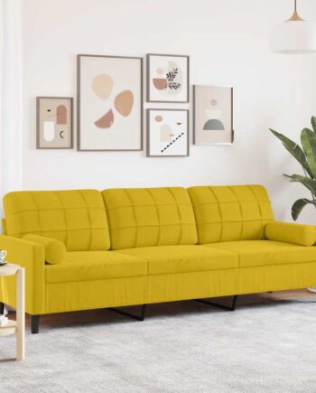 Personers Sofa Med Pyntepuder 210 Fløjl Gul
