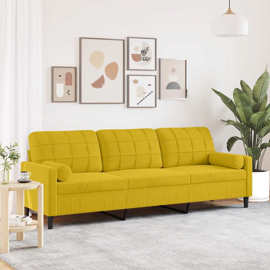 Personers Sofa Med Pyntepuder 210 Fløjl Gul