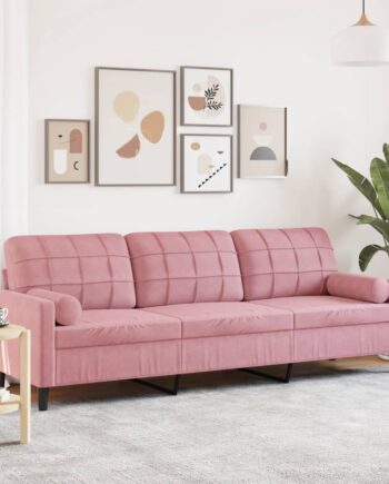 Personers Sofa Med Pyntepuder 210 Fløjl Pink