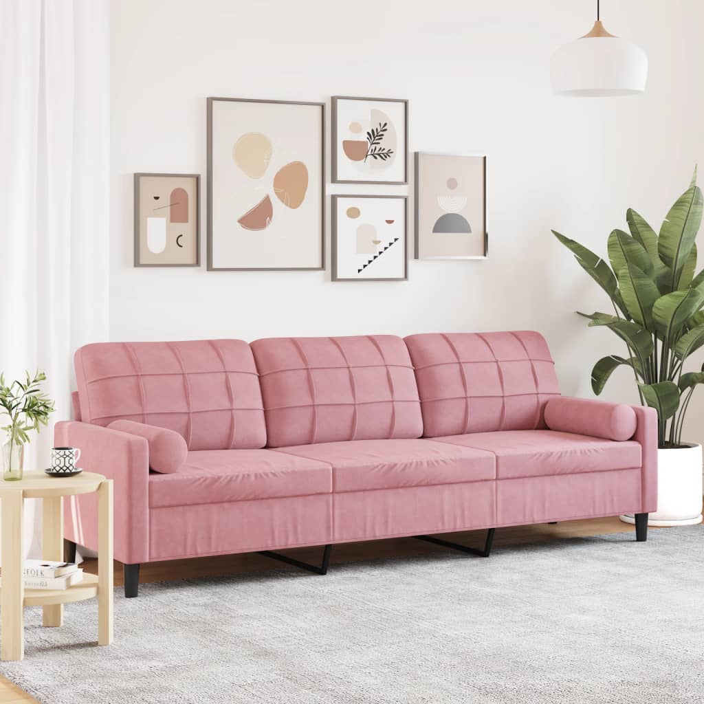 Personers Sofa Med Pyntepuder 210 Fløjl Pink