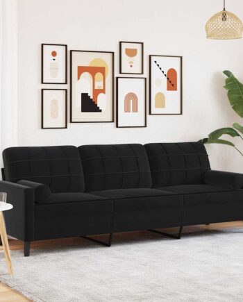 Personers Sofa Med Pyntepuder 210 Fløjl Sort