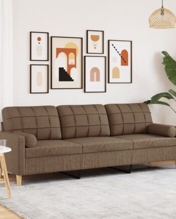Personers Sofa Med Pyntepuder 210 Stof Brun