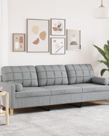 Personers Sofa Med Pyntepuder 210 Stof Lysegrå