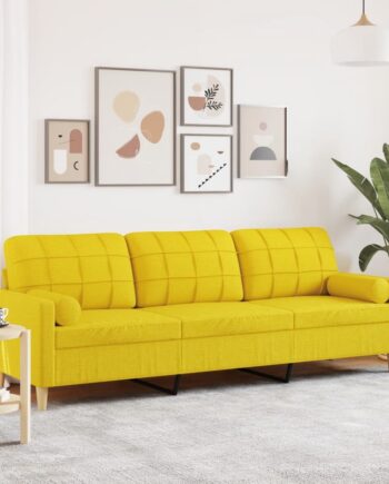 Personers Sofa Med Pyntepuder 210 Stof Lysegul