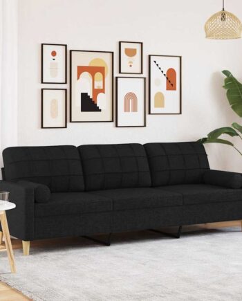Personers Sofa Med Pyntepuder 210 Stof Sort