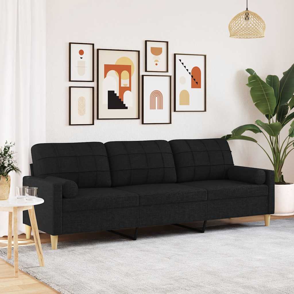 Personers Sofa Med Pyntepuder 210 Stof Sort