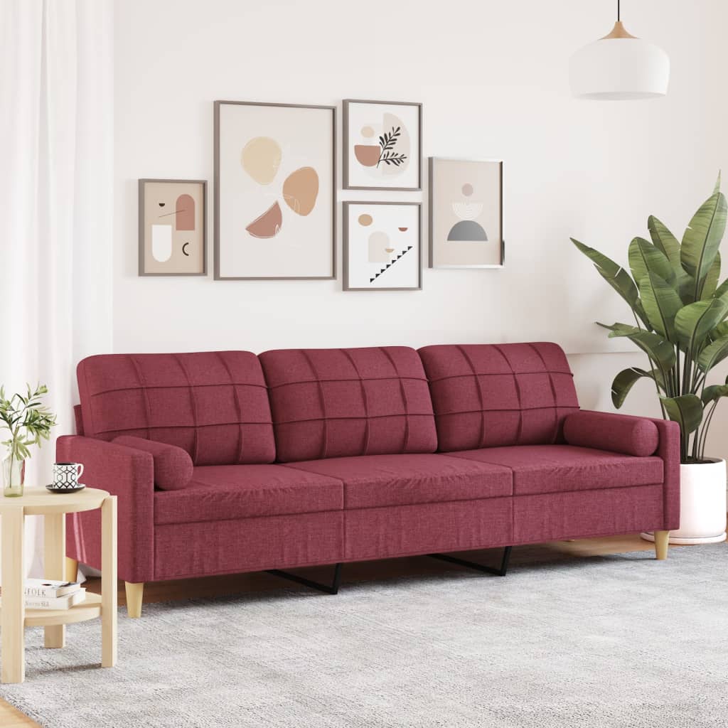 Personers Sofa Med Pyntepuder 210 Stof Vinrød