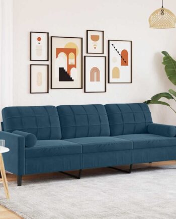 Personers Sofa Med Pyntepuder 210 Velour Blå