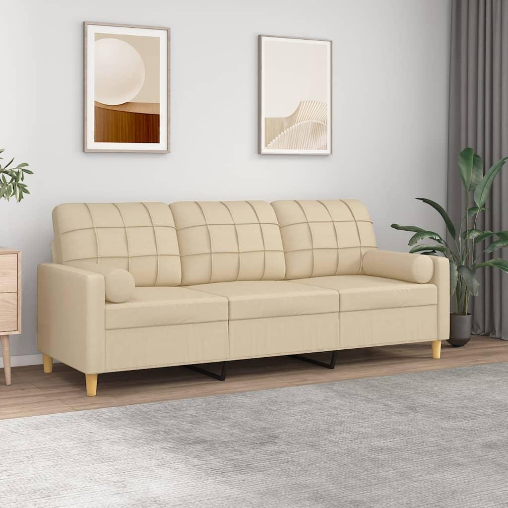 Personers Sofa Med Pyntepuder Stof Cremefarvet 198