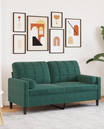 Personers Sofa Med Pyntepuder Velour 120 Blå