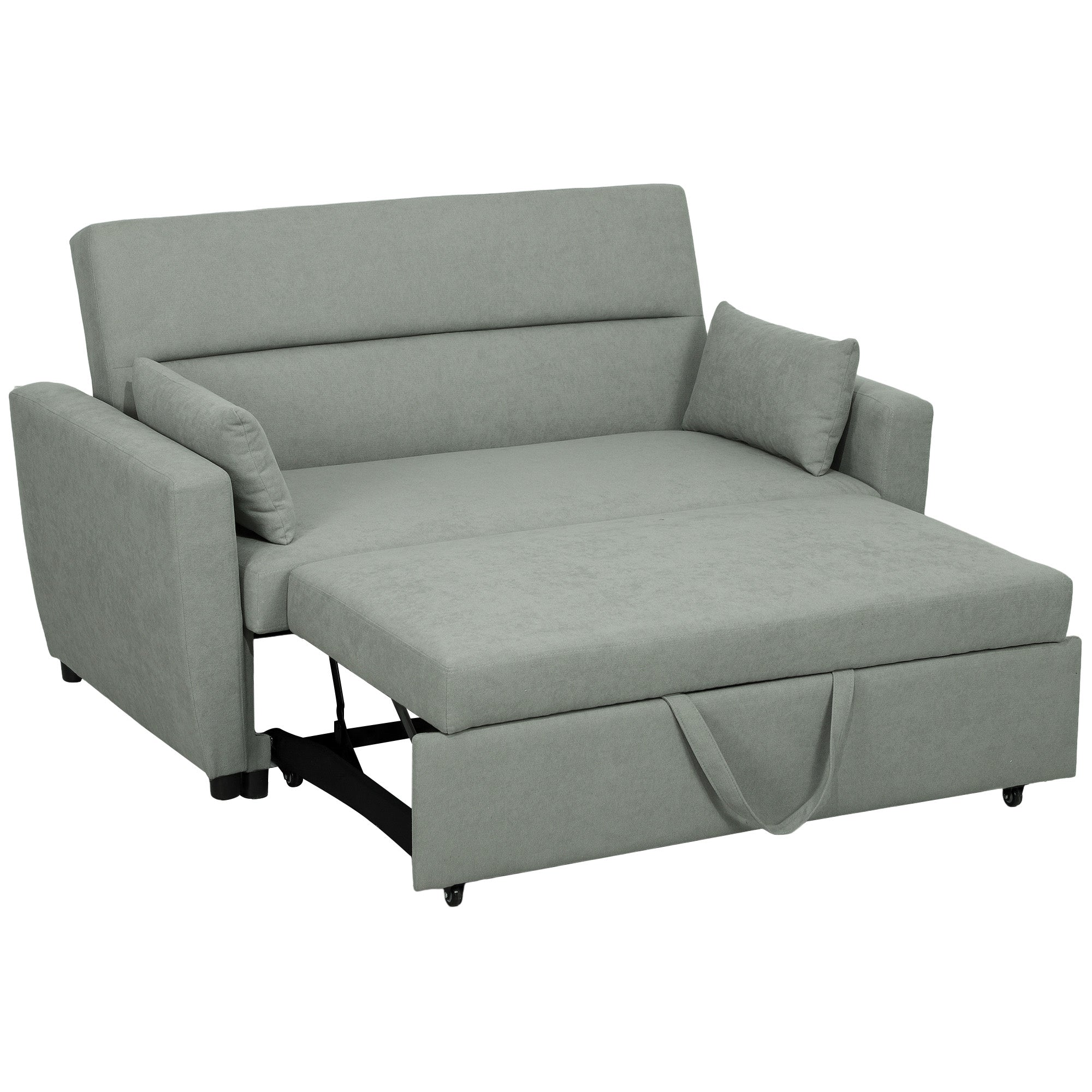 Personers Sofa Med Sengefunktion Justerbar Ryglæn Polstret Sofa Fløjlslook Til Stue Soveværelse Lysegrå