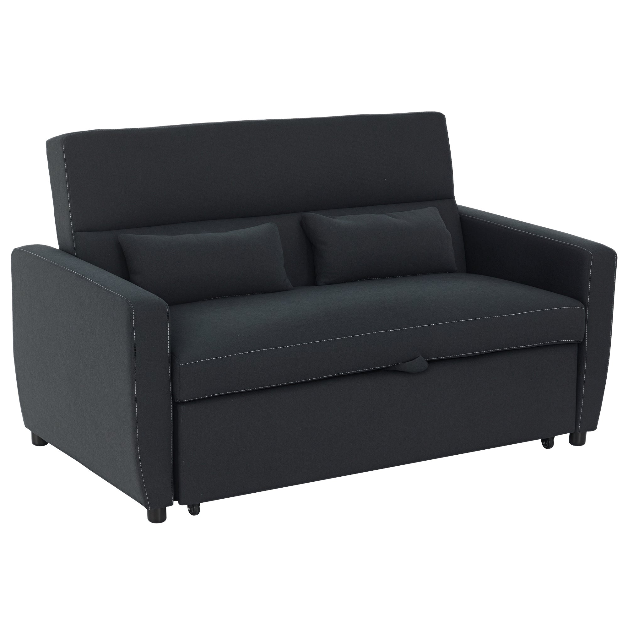 Personers Sofa Med Sengefunktion Justerbar Ryglæn Polstret Sofa Fløjlslook Til Stue Soveværelse Sort