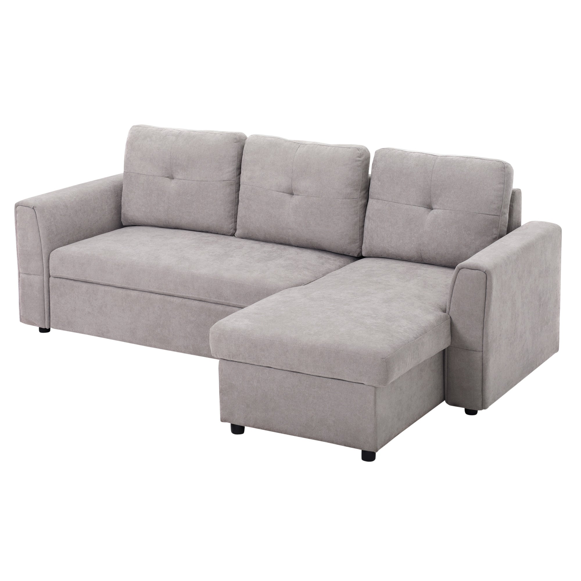 Personers Sofa Med Sengefunktion Sovesofa Med Chaiselong Polstret Sofa Grå