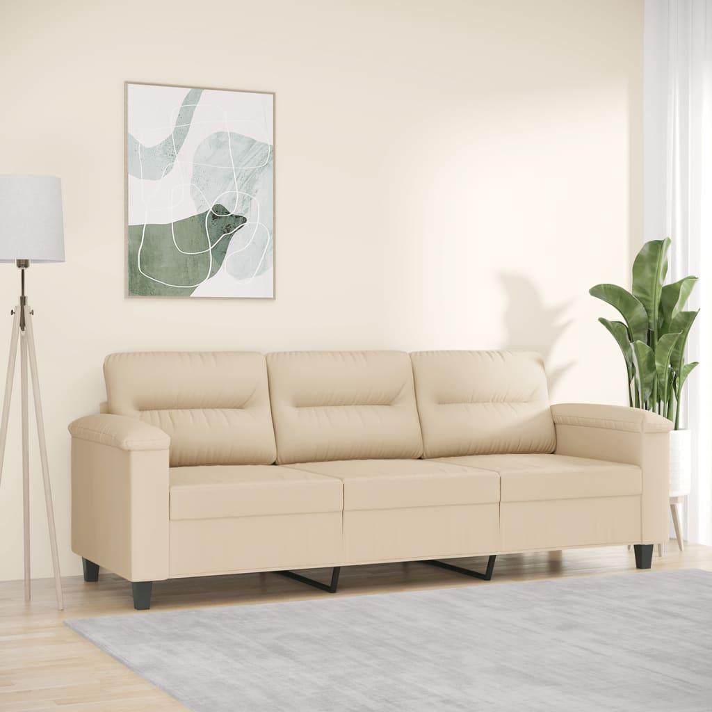 Personers Sofa Mikrofiber Cremefarvet Sædebredde 180