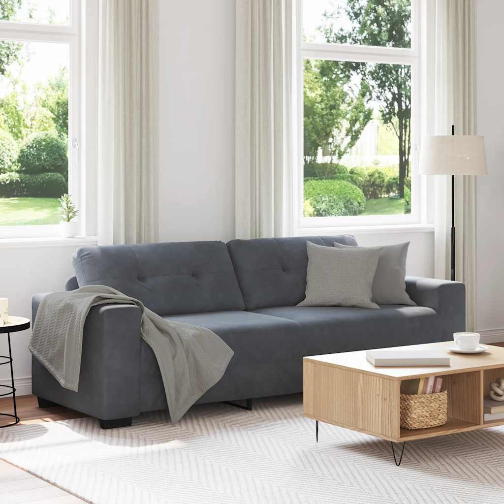Personers Sofa Mørkegrå 220x78x80 Fløjl