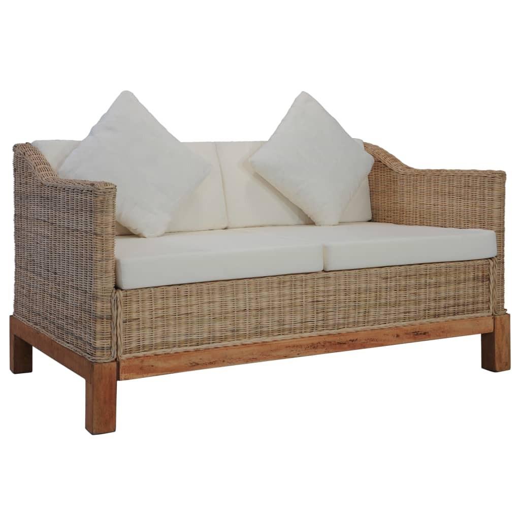 Personers Sofa Naturlig Rattan Med Cremehynder