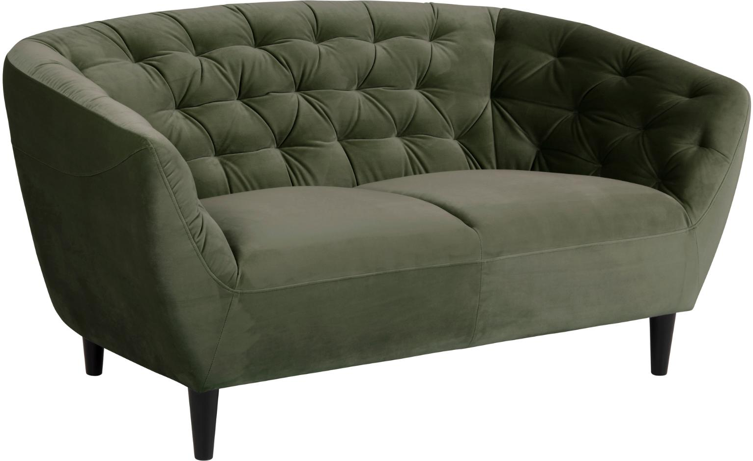 Personers Sofa Signature Vella Skovgrøn Vic Stof Faste Hynder Sorte Gummitræben B112d55h42