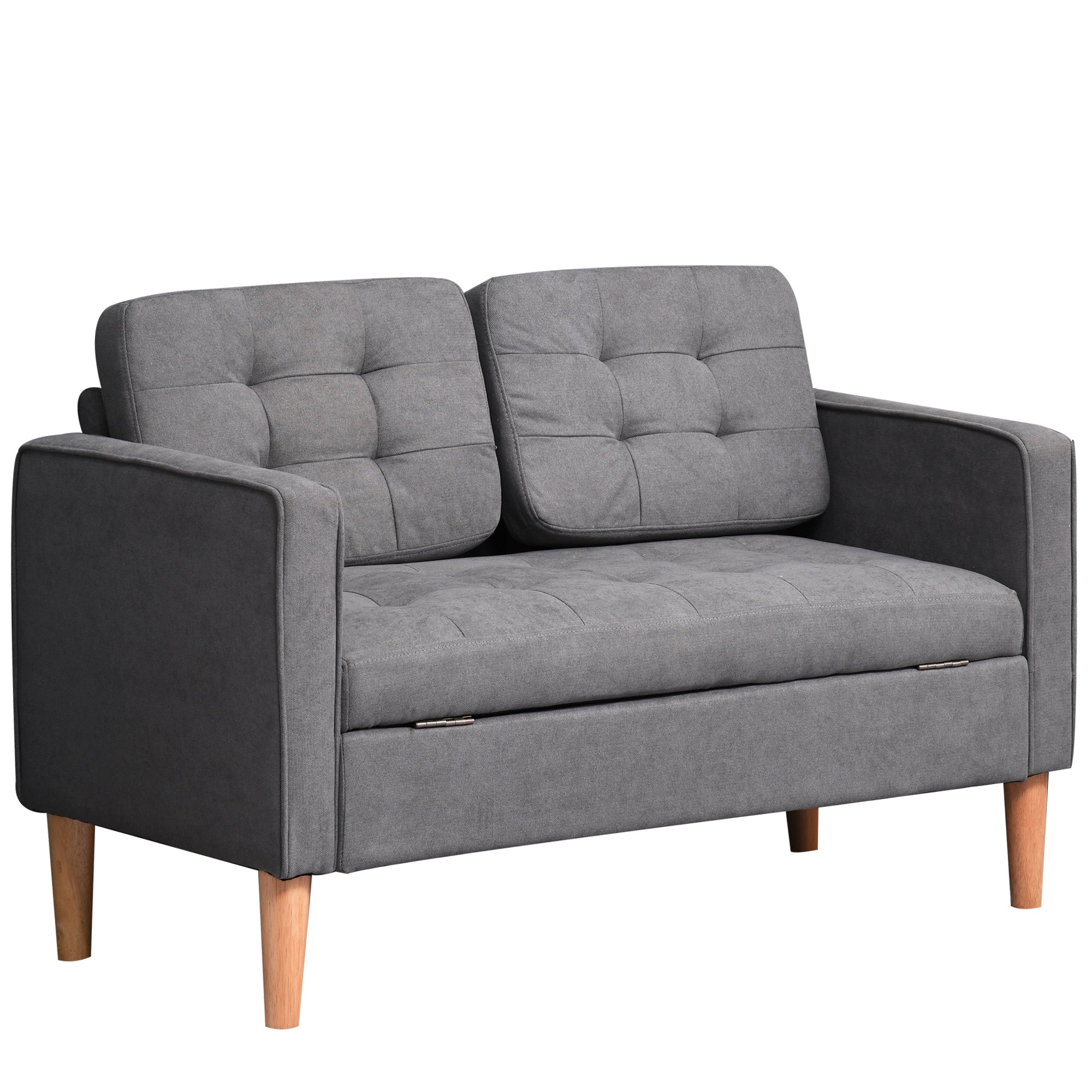 Personers Sofa Sofa Med Opbevaring Træben Polstret Sofa Med Fløjlslook Til Stue Soveværelse 117 Grå