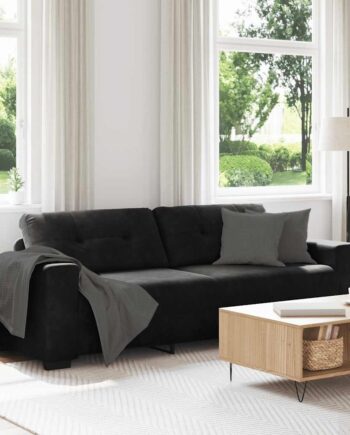 Personers Sofa Sort 220x78x80 Fløjl