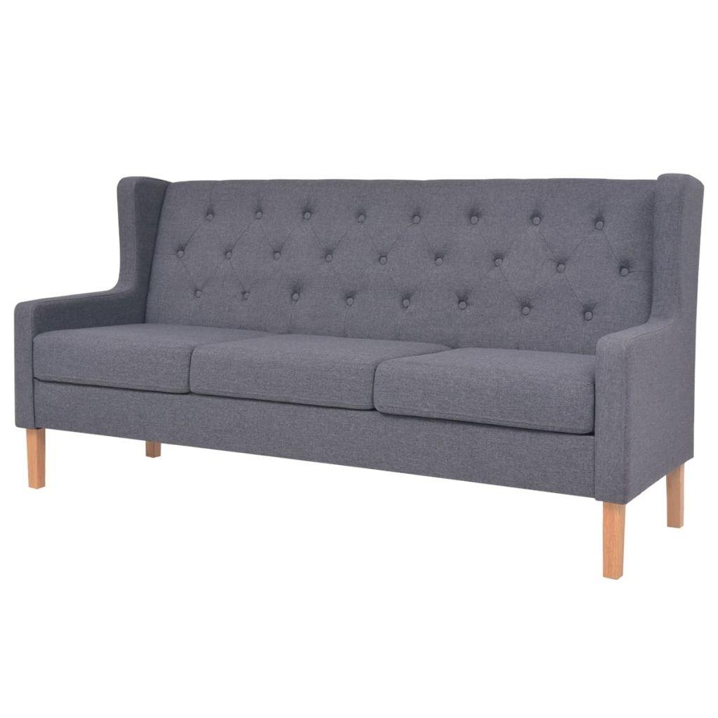 Personers Sofa Stof Grå Klassisk Knapryg