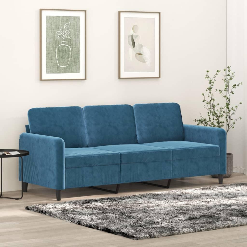 Personers Sofa Velour Blå Sædebredde 180