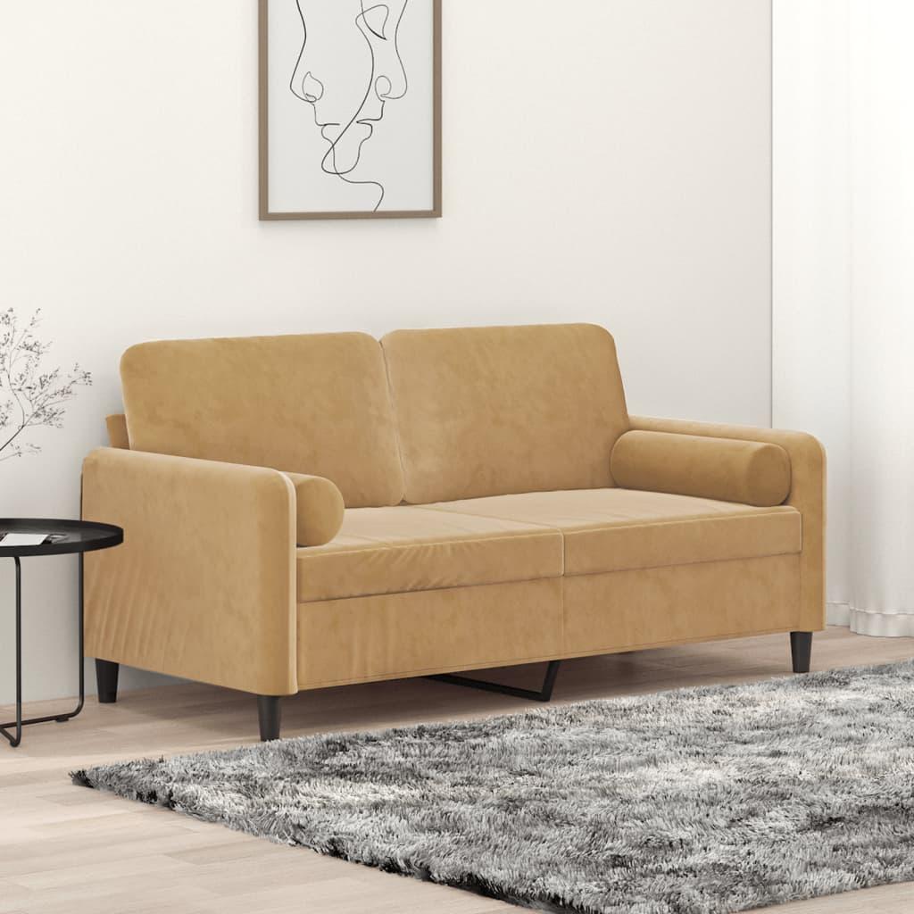 Personers Sofa Velour Med Pyntepuder Brun 158