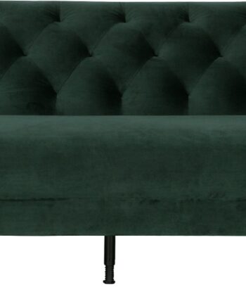 Personers Sofa Woood Nisa Mørkegrøn Fløjlstof Elegant Kapitonering Sorte Metalben
