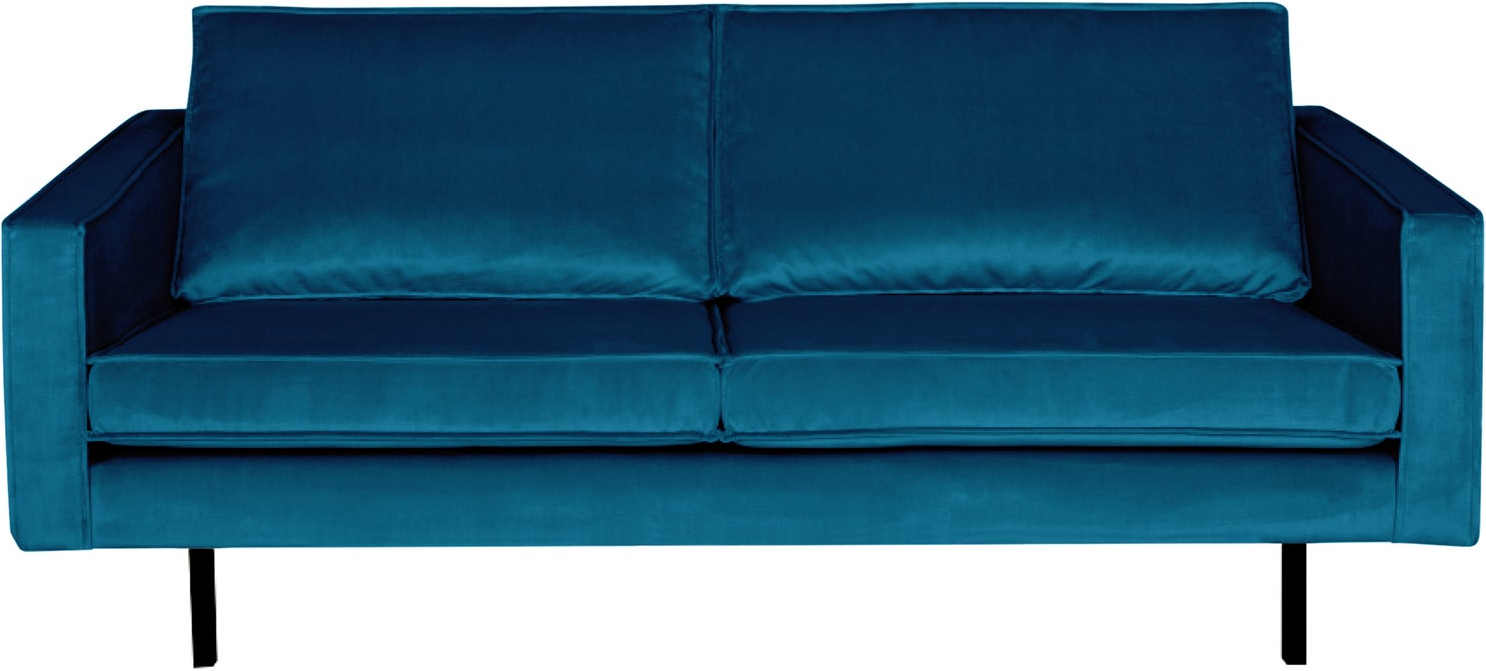 Personers Sofa Woood Rodeo Blå Velour 190x86 Fast Skum Zigzagfjedre