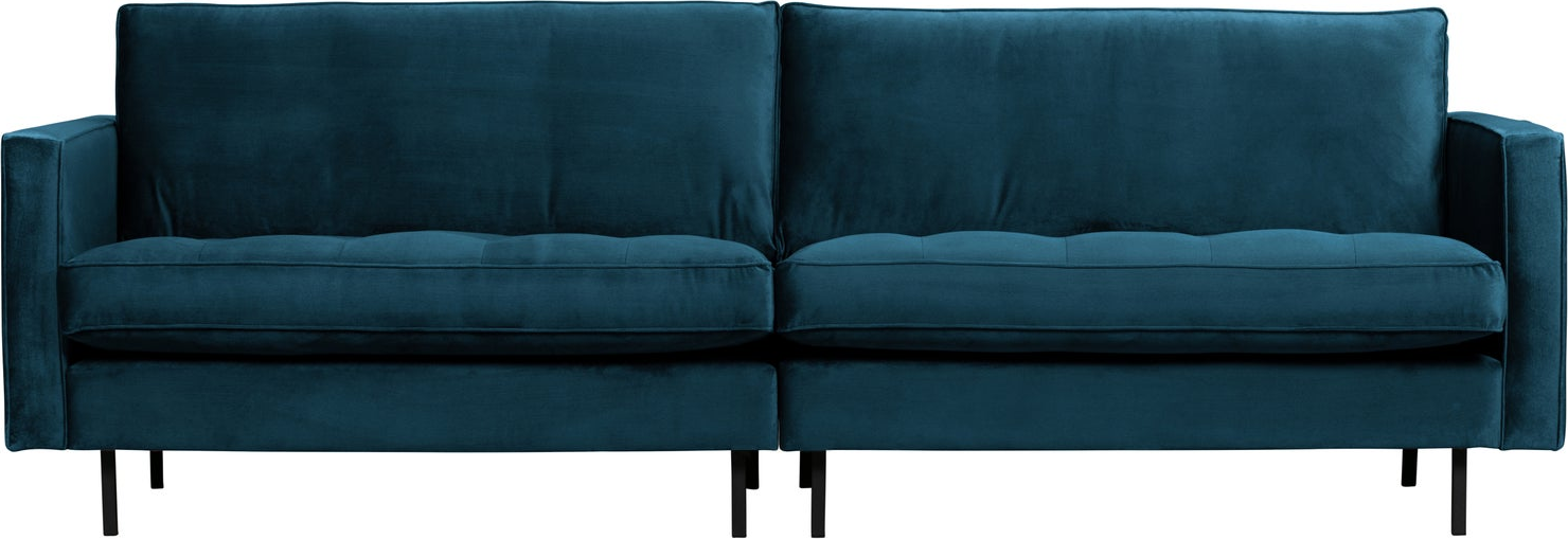 Personers Sofa Woood Rodeo Blå Velour Jarra 275 Quiltede Sædehynder